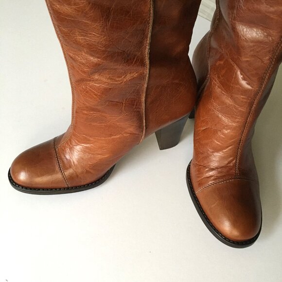 KENNETH COLE "Going Studly" Leather Heeled Western Boots Brown 7.5M - Picture 6 of 10